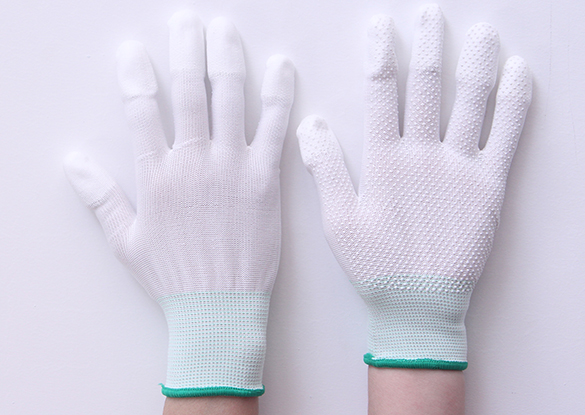 纯色点珠涂指白绿