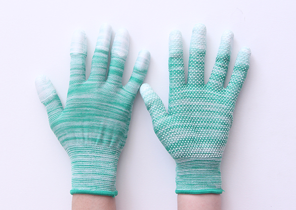 人工边条纹点珠涂指绿